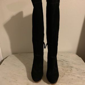 Black Suede Knee High Boots